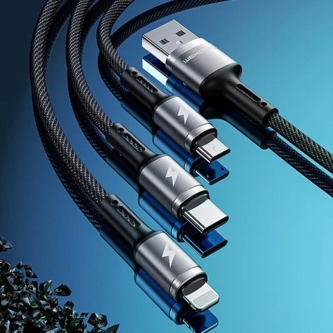 WK Design Gaming Series kabel 3w1 z końcówkami USB - USB Typ C / Lightning / micro USB 1,2m 3A czarny (WDC-150)