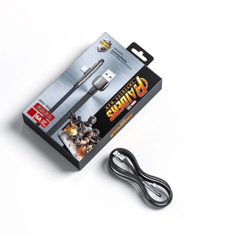 WK Design Gaming Series płaski kabel kątowy z bocznym wtykiem USB - USB Typ C do szybkiego ładowania / transmisji danych 6A 1m c
