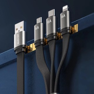 WK Design kabel 3w1 do szybkiego ładowania / transmisji danych USB - USB Typ C / Lightning / micro USB 6A biały (WDC-157th)