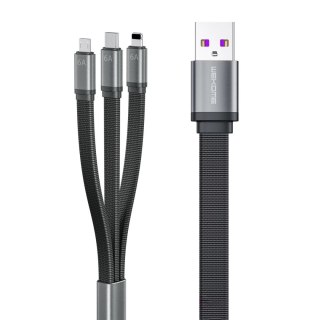 WK Design kabel 3w1 do szybkiego ładowania / transmisji danych USB - USB Typ C / Lightning / micro USB 6A czarny (WDC-157th)