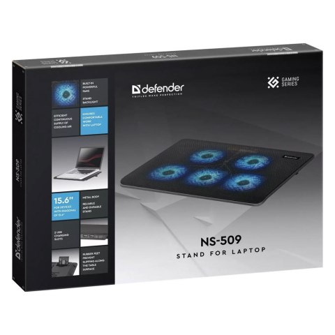 Podkładka chłodząca podstawka pod laptopa Notebooka podświetlenie LED 15.6 cali czarna