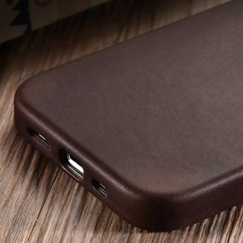 ICarer CH Leather case do iPhone 13 Pro Max etui skórzane (kompatybilne z MagSafe) brązowy (ALI1210-CO)