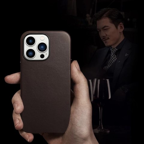ICarer CH Leather case do iPhone 13 Pro etui skórzane (kompatybilne z MagSafe) brązowy (ALI1209-CO)
