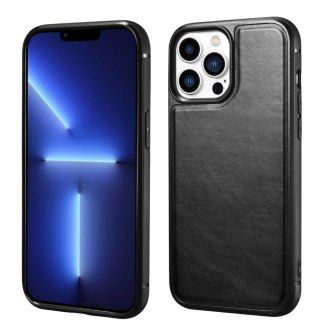 ICarer Leather Oil Wax etui pokryte naturalną skórą do iPhone 13 Pro Max czarny (ALI1214-BK)