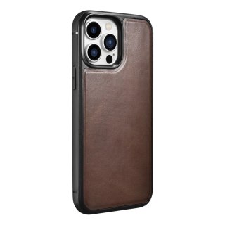 ICarer Leather Oil Wax etui pokryte naturalną skórą do iPhone 13 Pro brązowy (ALI1213-BN)