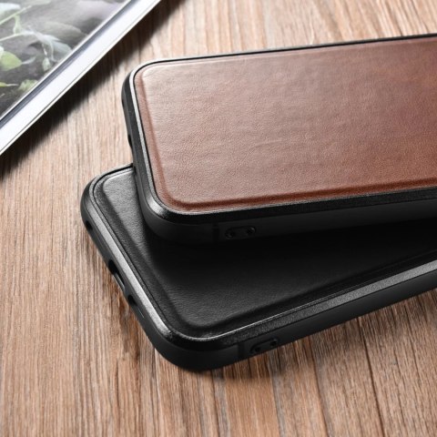 ICarer Leather Oil Wax etui pokryte naturalną skórą do iPhone 13 Pro brązowy (ALI1213-BN)