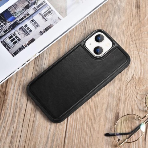 ICarer Leather Oil Wax etui pokryte naturalną skórą do iPhone 13 mini czarny (ALI1211-BK)