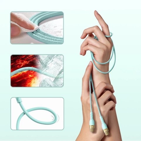 Joyroom Liquid Silicone kabel USB Typ C - USB Typ C do ładowania / transmisji danych PD 100W 2m zielony (S-2050N18-10)