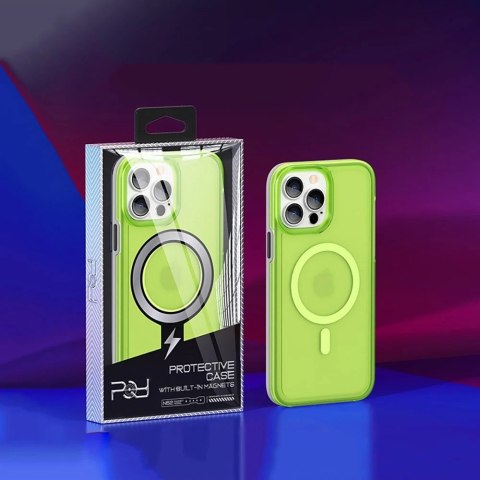 Kingxbar PQY Fluorescence Series magnetyczne etui do iPhone 13 Pro Max obudowa pokrowiec czerwony (kompatybilne z MagSafe)