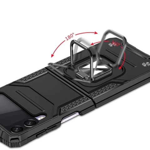 Wozinsky Ring Armor pancerne hybrydowe etui pokrowiec + magnetyczny uchwyt Samsung Galaxy Z Flip 3 czarny