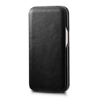 ICarer Curved Edge Vintage Folio skórzane etui pokrowiec ze skóry naturalnej iPhone 13 Pro Max czarny (RIX1304-BK)