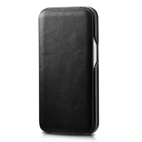 ICarer Curved Edge Vintage Folio skórzane etui pokrowiec ze skóry naturalnej iPhone 13 Pro czarny (RIX1303-BK)