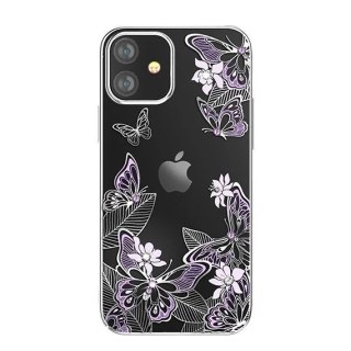 Kingxbar Butterfly Series błyszczące etui ozdobione oryginalnymi Kryształami Swarovskiego motyle iPhone 12 mini fioletowy