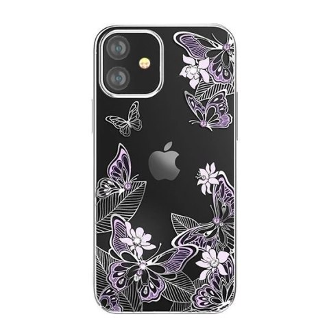 Kingxbar Butterfly Series błyszczące etui ozdobione oryginalnymi Kryształami Swarovskiego motyle iPhone 12 mini fioletowy