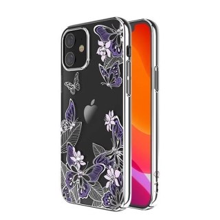 Kingxbar Butterfly Series błyszczące etui ozdobione oryginalnymi Kryształami Swarovskiego motyle iPhone 12 mini fioletowy
