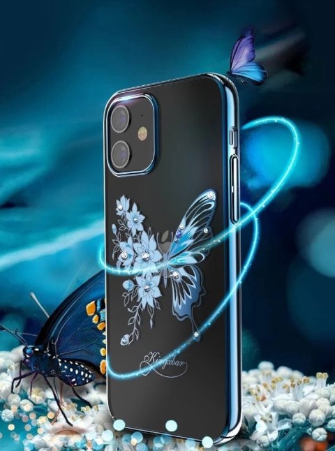 Kingxbar Butterfly Series błyszczące etui ozdobione oryginalnymi Kryształami Swarovskiego motyle iPhone 12 mini fioletowy