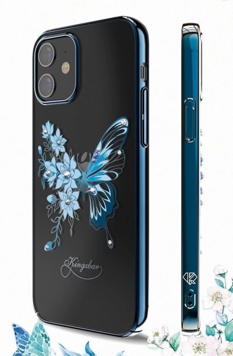 Kingxbar Butterfly Series błyszczące etui ozdobione oryginalnymi Kryształami Swarovskiego motyle iPhone 12 mini fioletowy
