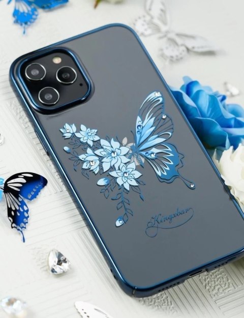 Kingxbar Butterfly Series błyszczące etui ozdobione oryginalnymi Kryształami Swarovskiego motyle iPhone 12 mini fioletowy