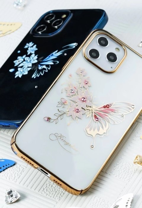 Kingxbar Butterfly Series błyszczące etui ozdobione oryginalnymi Kryształami Swarovskiego motyle iPhone 12 mini fioletowy