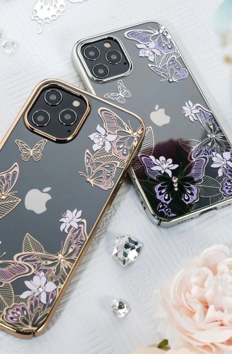 Kingxbar Butterfly Series błyszczące etui ozdobione oryginalnymi Kryształami Swarovskiego motyle iPhone 12 mini fioletowy