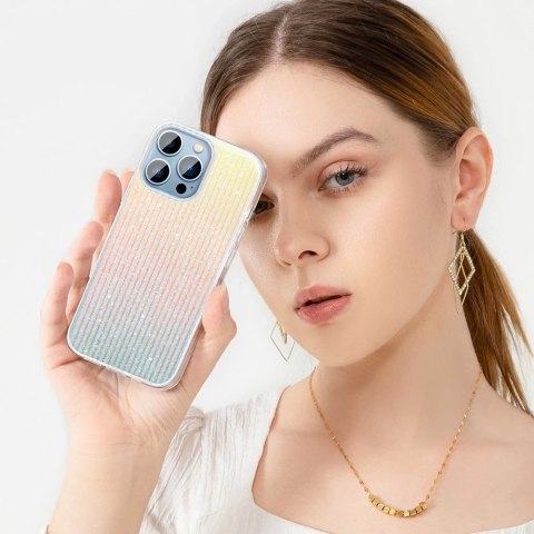 Kingxbar Travel Series luksusowe eleganckie etui na iPhone 13 Pro Max niebiesko-pomarańczowy (Clouds)