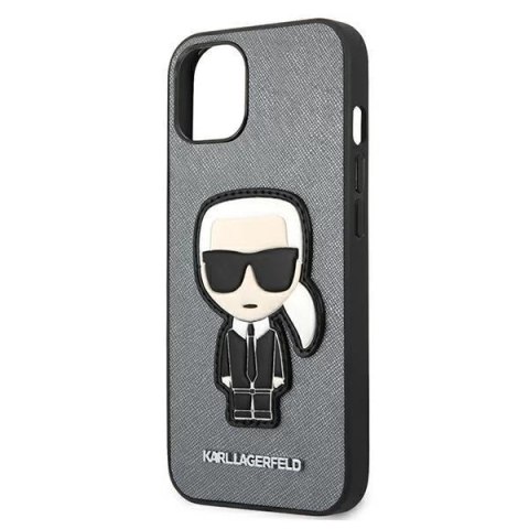 Karl Lagerfeld KLHCP13SOKPGiPhone 13 mini 5,4" srebrny/silver hardcase Saffiano Ikonik Karl`s Patch