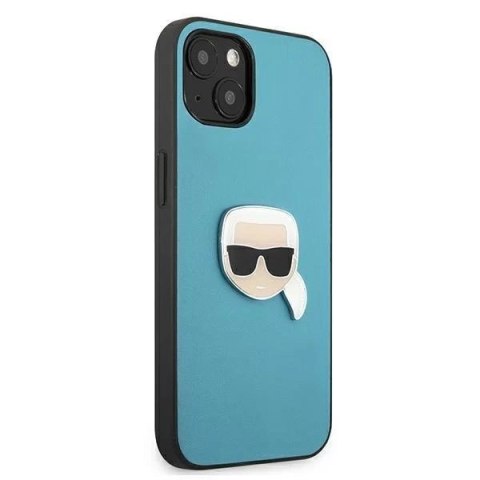 Karl Lagerfeld KLHCP13SPKMB iPhone 13 mini 5,4" niebieski/blue hardcase Leather Ikonik Karl`s Head Metal