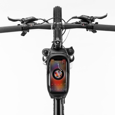 Etui torba sakwa na rower wodoodporna rowerowa uchwyt rowerowy na telefon 6.8 cali na ramę 1.7L RockBros czarny