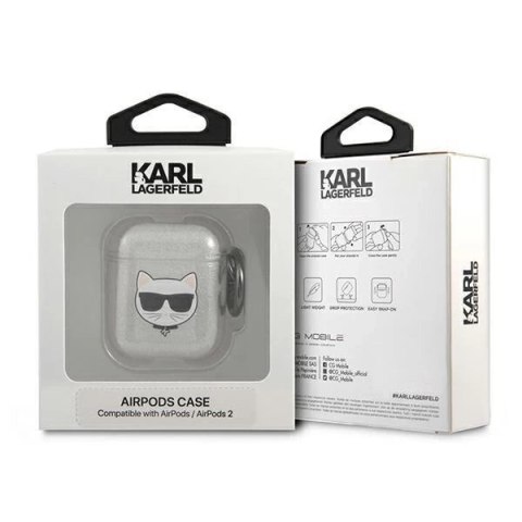 Karl Lagerfeld KLA2UCHGS AirPods cover srebrny/silver Glitter Choupette