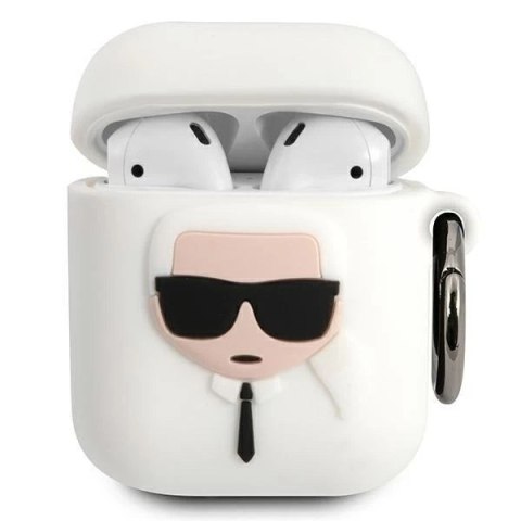 Karl Lagerfeld KLACCSILKHWH AirPods cover biały/white Silicone Ikonik