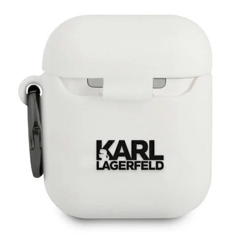 Karl Lagerfeld KLACCSILKHWH AirPods cover biały/white Silicone Ikonik