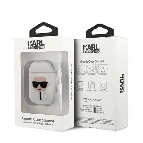 Karl Lagerfeld KLACCSILKHWH AirPods cover biały/white Silicone Ikonik