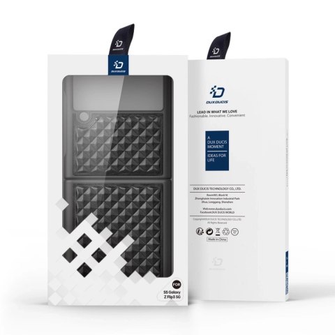 Dux Ducis Venice skórzane etui do Samsung Galaxy Z Flip 3 pokrowiec z naturalnej skóry czarny