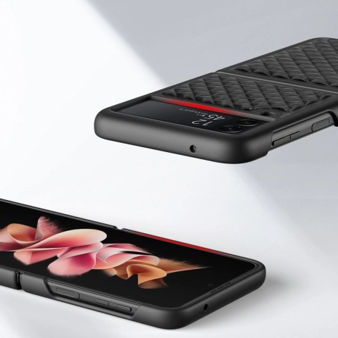 Dux Ducis Venice skórzane etui do Samsung Galaxy Z Flip 3 pokrowiec z naturalnej skóry czarny