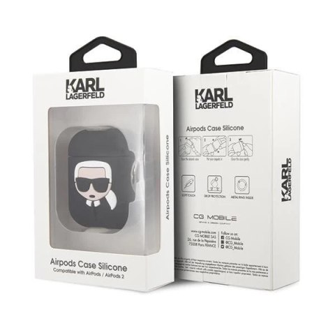 Karl Lagerfeld KLACCSILKHBK AirPods cover czarny/black Silicone Ikonik