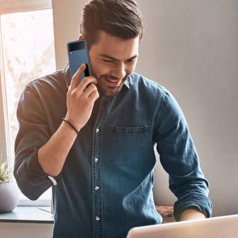 Dux Ducis Fino etui pokrowiec pokryty nylonowym materiałem Samsung Galaxy Z Flip4 niebieski