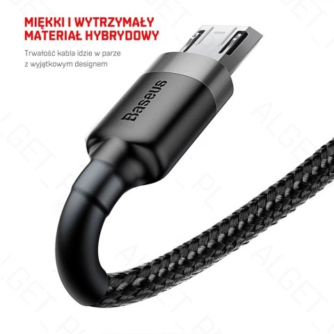 Kabel nylonowy Baseus Cafule Micro-USB 1.5A 200cm Czerwony