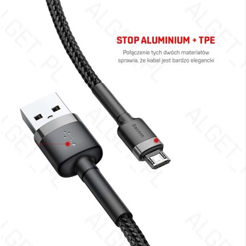 Kabel nylonowy Baseus Cafule Micro-USB 1.5A 200cm Czerwony