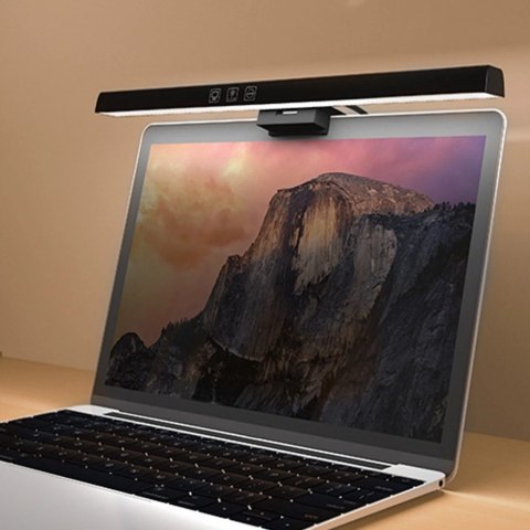 Lampa lampka LED biurkowa nad monitor, komputer, ekran LCD regulowana listwa czarna