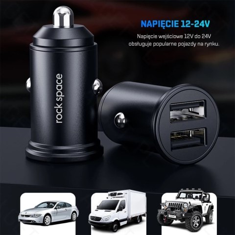 ROCK SPACE C304 Ładowarka samochodowa 2x USB 24W