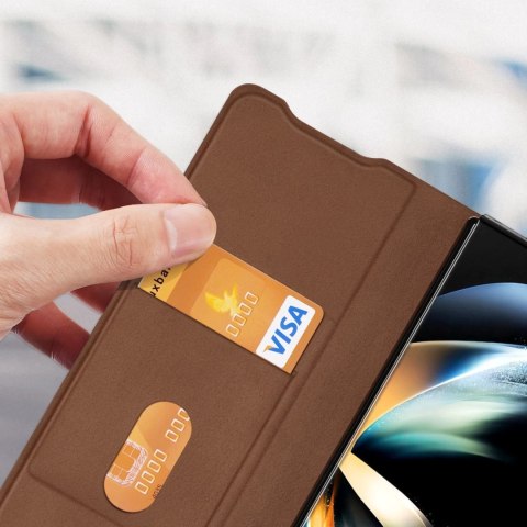 Dux Ducis Bril etui Samsung Galaxy Z Fold4 z klapką portfel podstawka brązowy