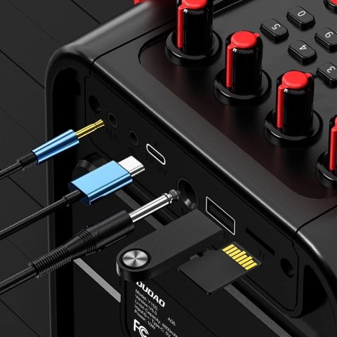 Dudao głośnik bezprzewodowy Bluetooth 5.0 10W 4800mAh mikrofon zestaw do karaoke czarny (Y15s-black)