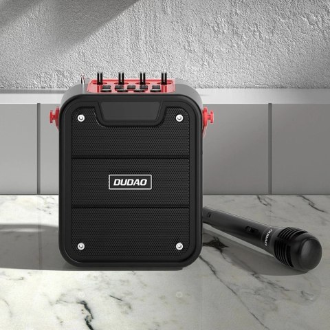 Dudao głośnik bezprzewodowy Bluetooth 5.0 10W 4800mAh mikrofon zestaw do karaoke czarny (Y15s-black)