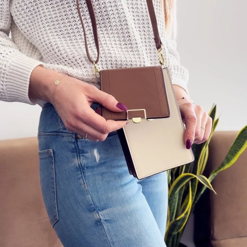 Fancy Bag Case ręcznie robione etui wysokiej jakości torba torebka na smartfon z paskiem na ramię portfel brązowy (model 2)