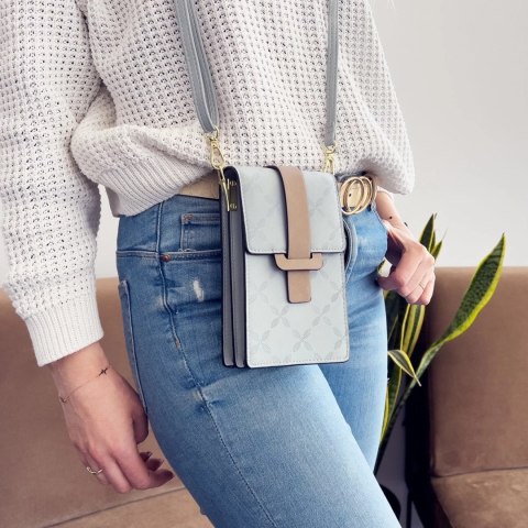 Fancy Bag Case ręcznie robione etui wysokiej jakości torba torebka na smartfon z paskiem na ramię portfel jasnoniebieski (model 