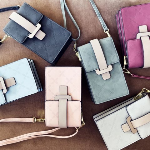 Fancy Bag Case ręcznie robione etui wysokiej jakości torba torebka na smartfon z paskiem na ramię portfel jasnoniebieski (model 