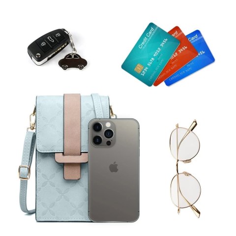 Fancy Bag Case ręcznie robione etui wysokiej jakości torba torebka na smartfon z paskiem na ramię portfel jasnoniebieski (model 