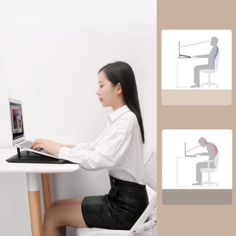 Nillkin 2w1 pokrowiec na MacBooka 14'' etui torba na laptopa podstawka czarno-biały