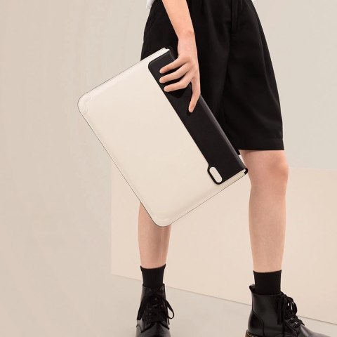 Nillkin 2w1 pokrowiec na MacBooka 16'' etui torba na laptopa podstawka czarno-biały