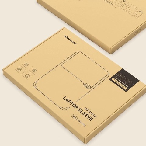 Nillkin 3w1 pokrowiec na MacBooka 14'' etui torba na laptopa podstawka podkładka pod mysz czarno-biały